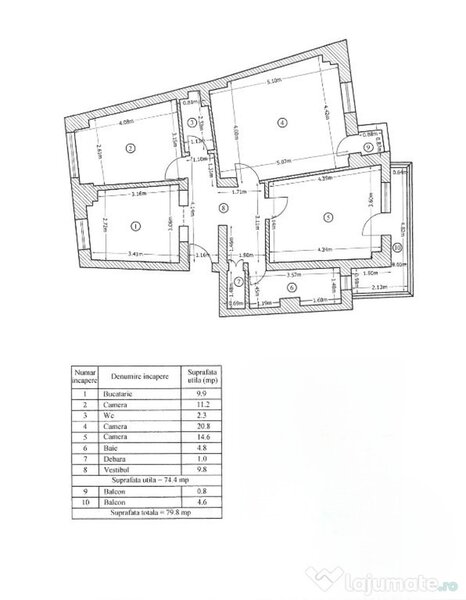 Basarabia, apartament 3 camere decomandat, 75 mp, 2 bai, bloc 1986